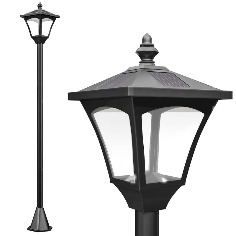1.2-Meter Solar-Powered Outdoor Lamp Post – Weatherproof Black Garden Light Fixture 1