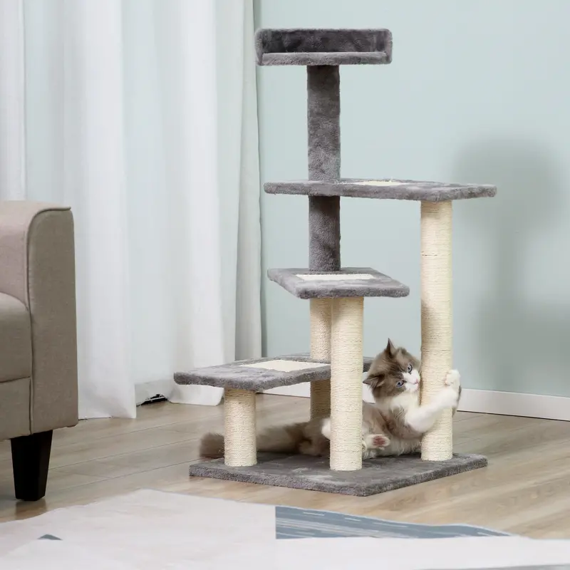 100 Cm Grey Cat Tree – Multi-Level Climbing Tower With Scratching Posts & Resting Platforms 1