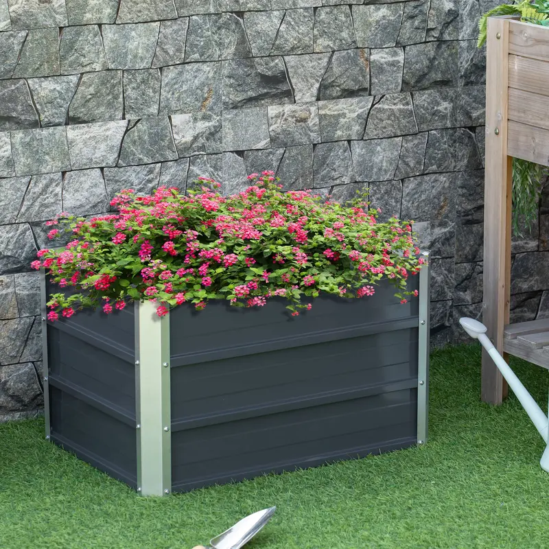 108L Galvanised Steel Raised Garden Bed – Elevated Planter Box With Installation Gloves, Ideal For Vegetables, Herbs & Flowers (66 X 47 X 40Cm, Charcoal Grey) 1
