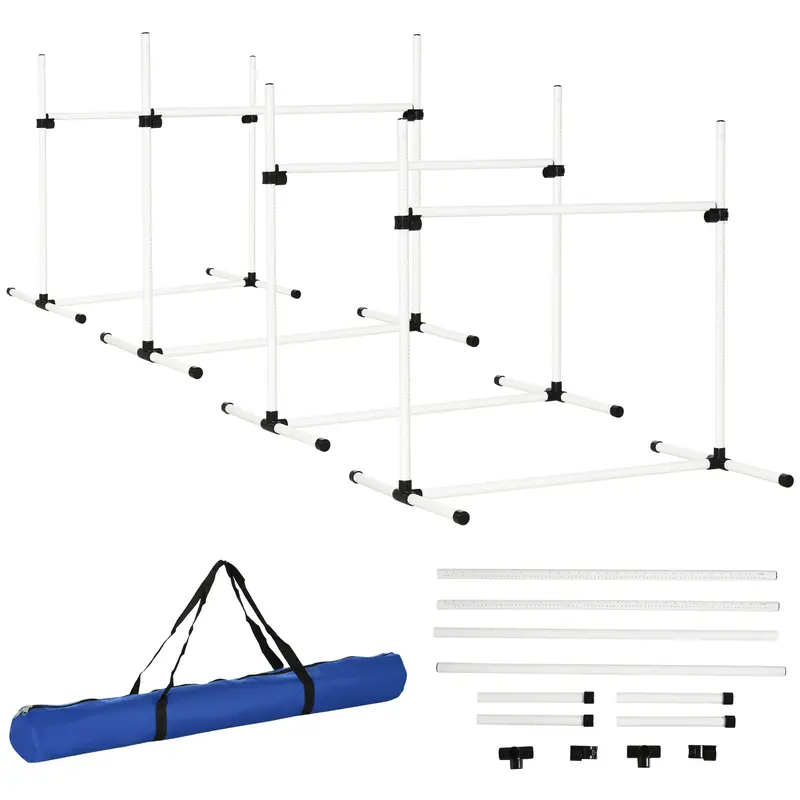 4-Piece Adjustable Dog Agility Jump Set With Carry Bag For Training And Play 1