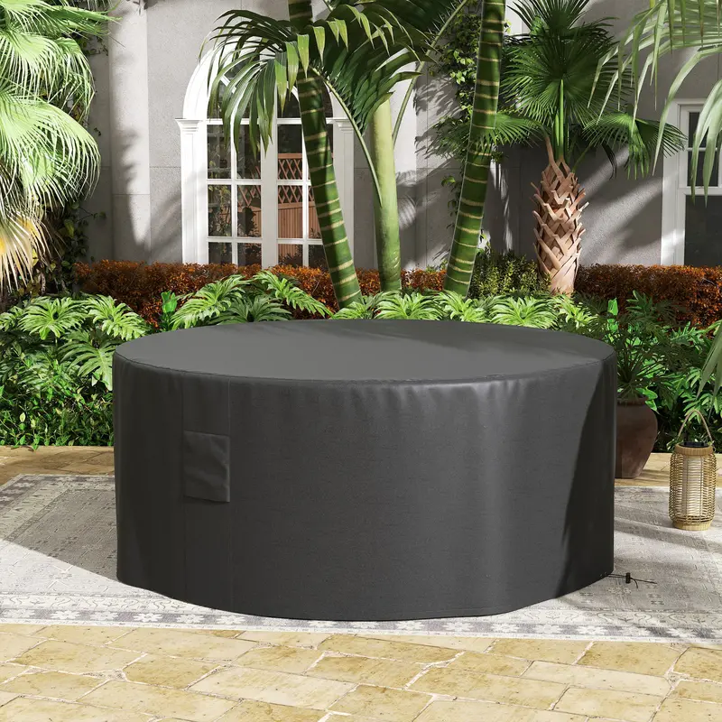600D Oxford Waterproof Round Garden Furniture Cover – Ø193 × H80 Cm, Black 1