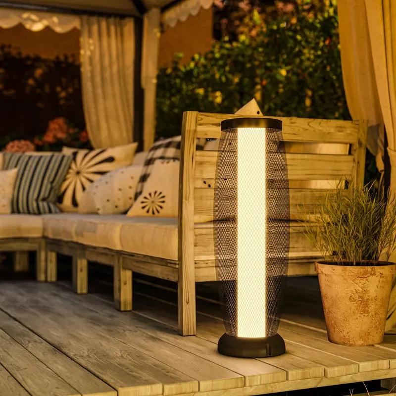 71.5 Cm Tall Solar-Powered Garden Floor Lamp With Auto-Sensing Led & Metal Wire Shade – Ip44 Rated, Black 1