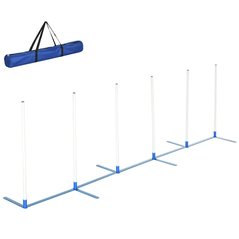 Adjustable Dog Agility Training Kit – 6 Weave Poles, Carry Bag & Outdoor Exercise Accessories 1