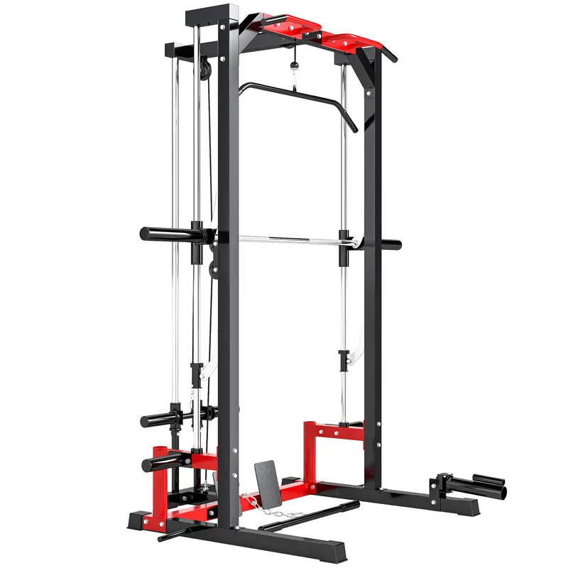 All-In-One Cable Crossover Power Rack With Lat Pulldown, Pull-Up Bar, And Squat Station 1