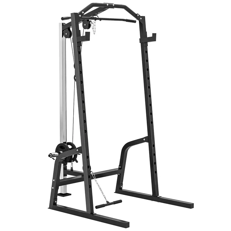All-In-One Power Cage – Squat Rack (15 Levels), Cable Pulley System, Pull-Up Bar & Push-Up Station 1