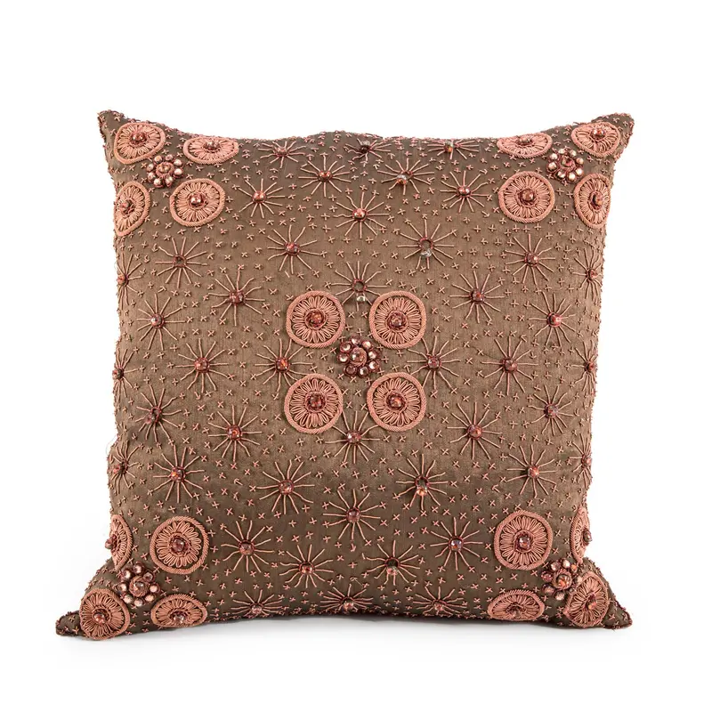 Antique Bronze Beaded Ornamental Pillow 1