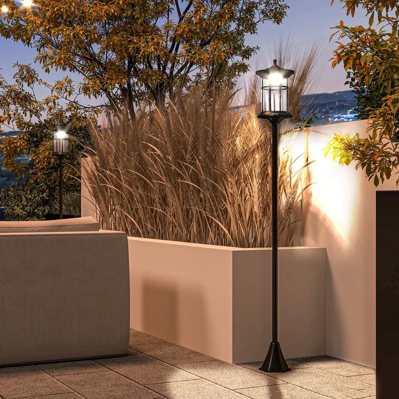 Black Traditional Solar Lamp Posts (1.8M, Set Of 2) 1