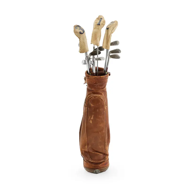 Classic Brown Leather Golf Carry Bag With Full Set 1