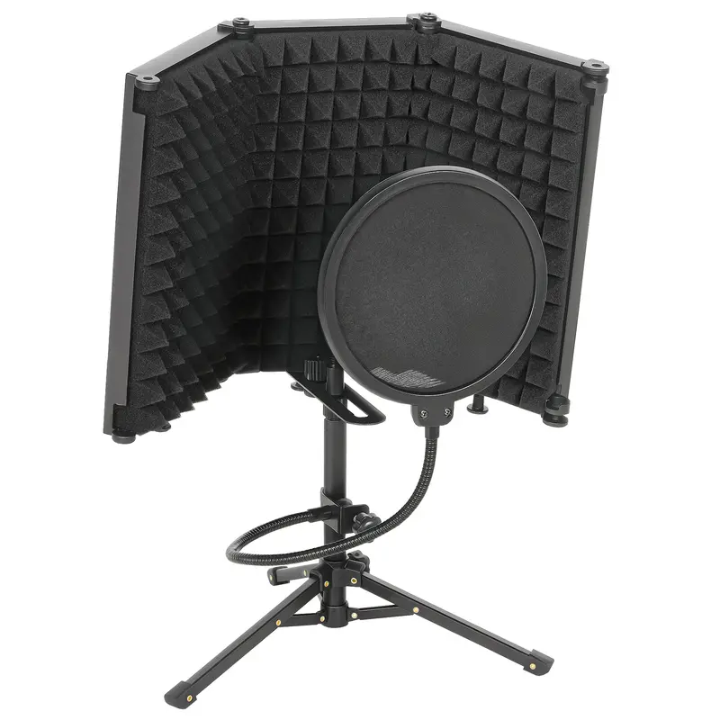 Complete Studio Mic Isolation Kit: 3-Panel Shield, Pop Filter And Adjustable Tripod Stand 1