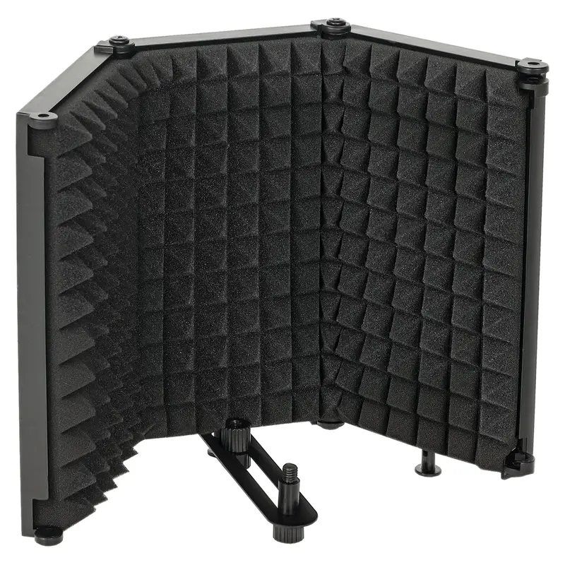 Foldable 3-Panel Studio Microphone Isolation Shield With High-Density Foam And 3/8" Mount 1