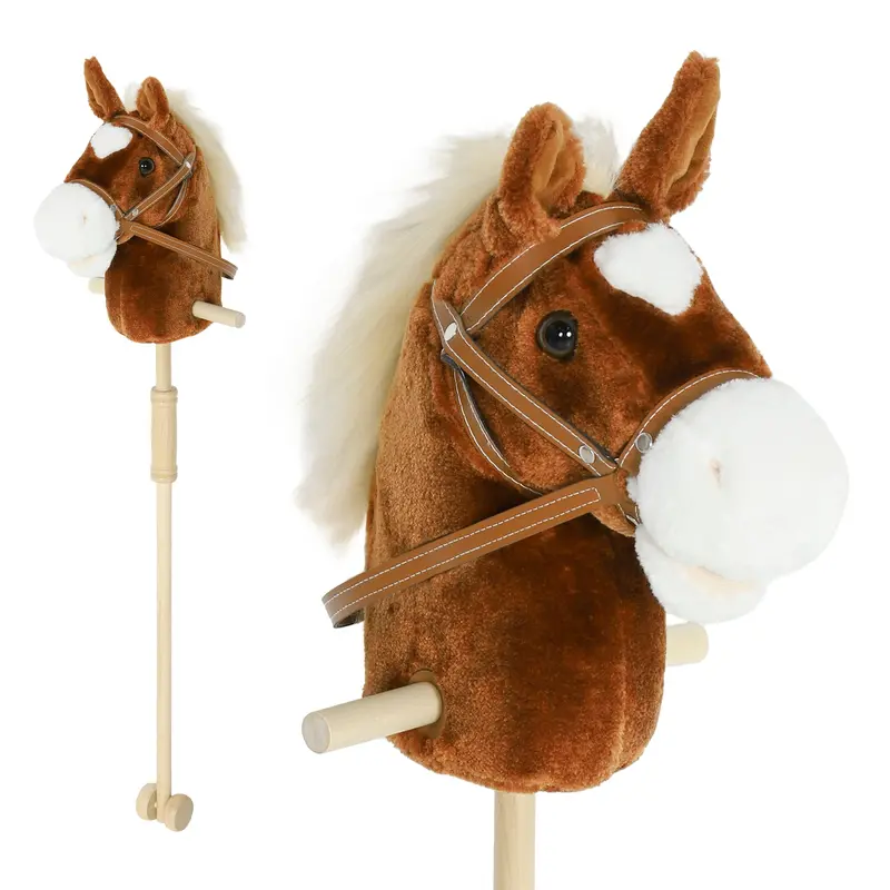 Interactive Stick Horse Toy With Realistic Neighing Sounds, Grip Handle And Wooden Wheels 1