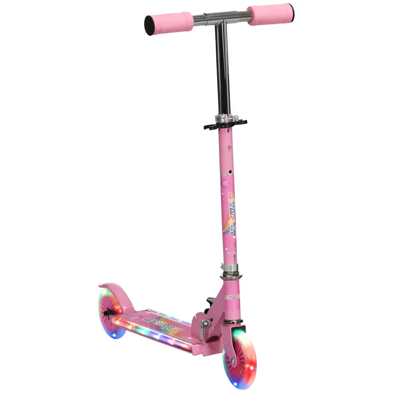 Light-Up Musical Kids Scooter – Adjustable Height, Foldable, Ages 3–7 – Pink 1