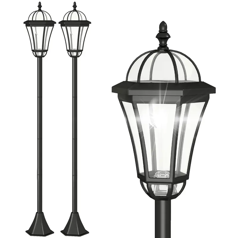 Mcl 2-Pack Solar Garden Lamp Posts – 1.3M Auto-On Led Pathway Lights With Weatherproof Design 1