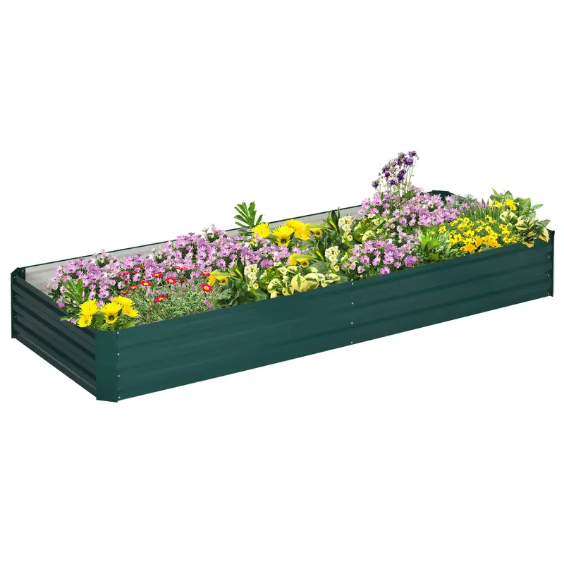 Mcl Elevated Metal Raised Garden Bed – Green Galvanised Planter Box For Flowers & Herbs, 241 × 90.5 × 30 Cm 1