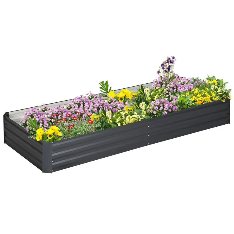 Mcl Elevated Metal Raised Garden Bed – Grey Galvanised Planter Box For Flowers & Herbs, 241 × 90.5 × 30 Cm 1