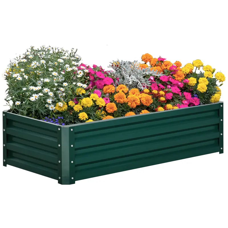 Mcl Galvanized Raised Garden Beds – Modular Outdoor Planters For Herbs, Veggies & Patio Gardening, Green 1