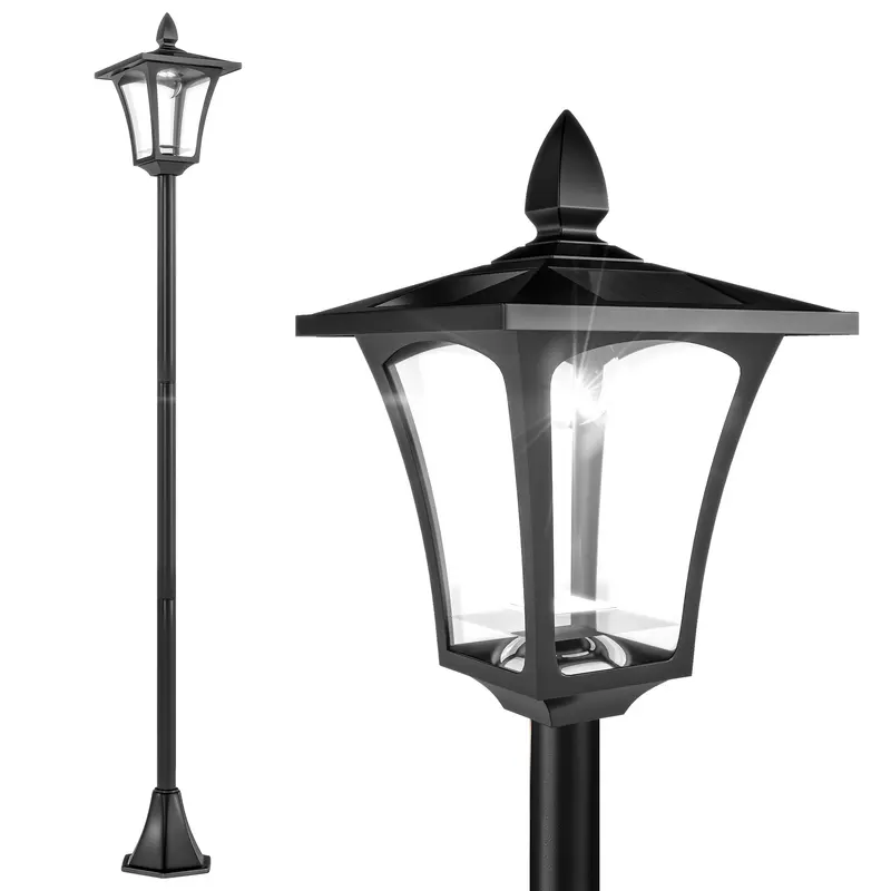 Mcl Solar-Powered Motion-Sensing Post Lamp – Black Dimmable Led Bollard Light For Pathways (1.6 M) 1