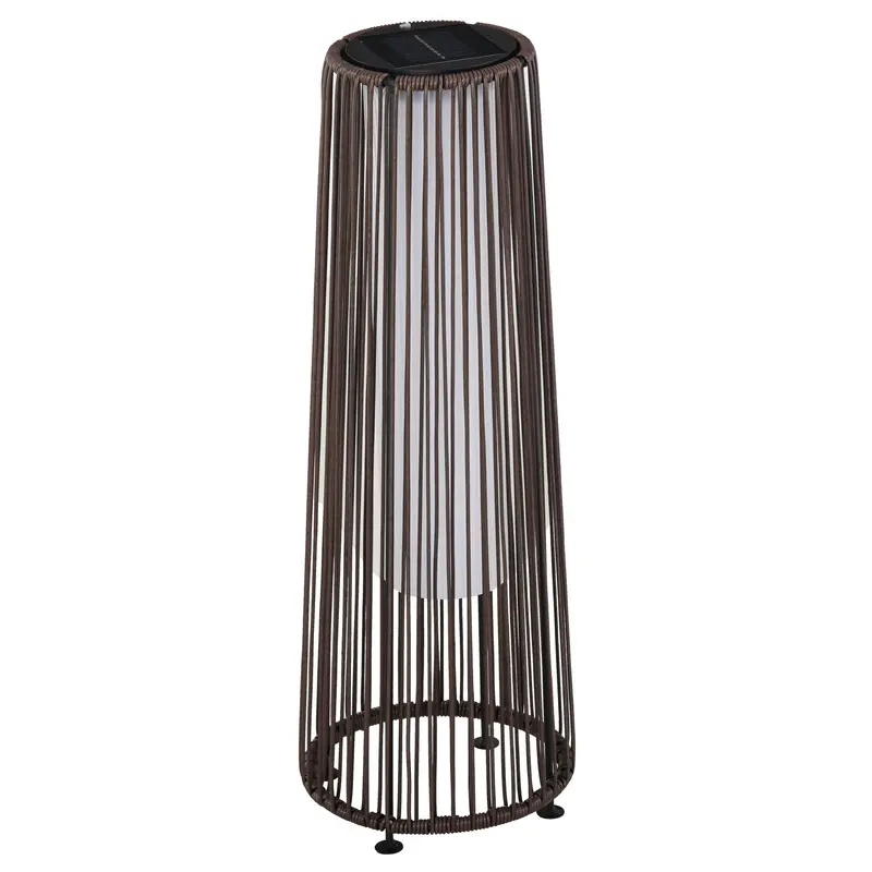 Mcl Solar-Powered Pe Rattan Lanterns – Auto-On/Off Woven Outdoor Lights For Patios, Gardens & Indoor Use – Brown 1