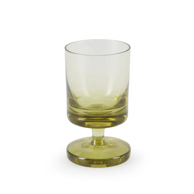 Olive Green Short-Stemmed Glass Goblet Set 1