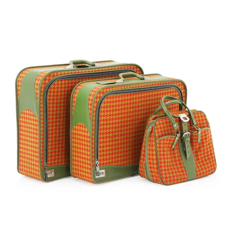 Retro Red And Yellow Vintage Travel Luggage Set 1